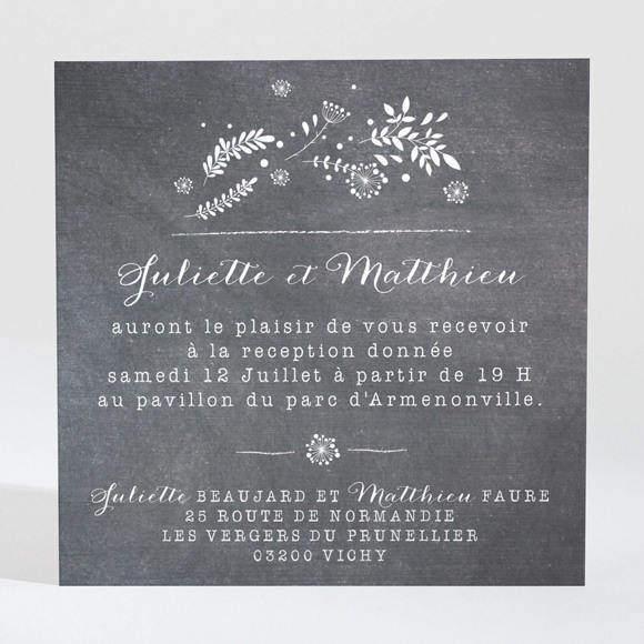 Carton d'invitation mariage Champêtre sur ardoise réf.N3001270