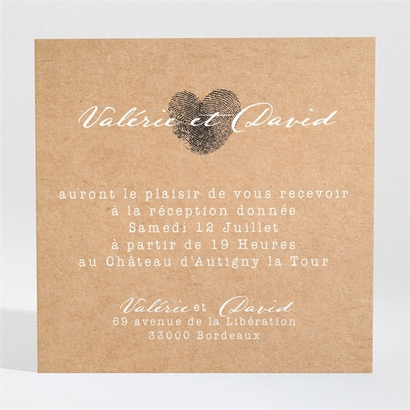 Carton d'invitation mariage Coeur croisé réf.N3001309