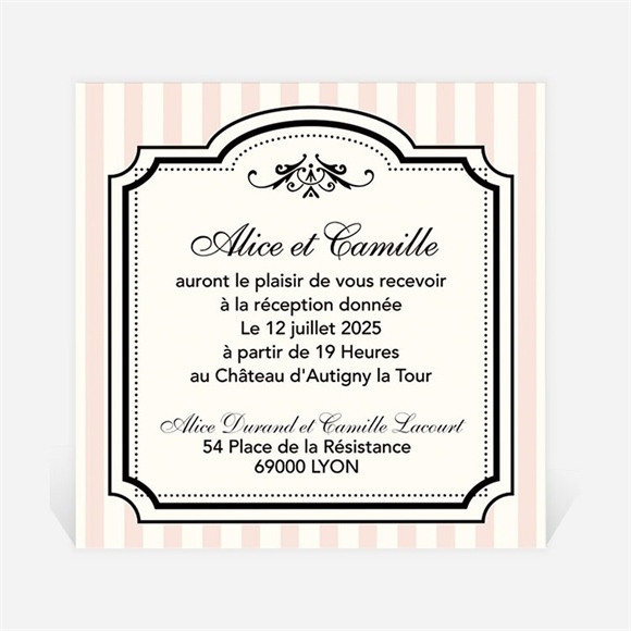 Carton d'invitation mariage Ambiance rétro réf.N3001322