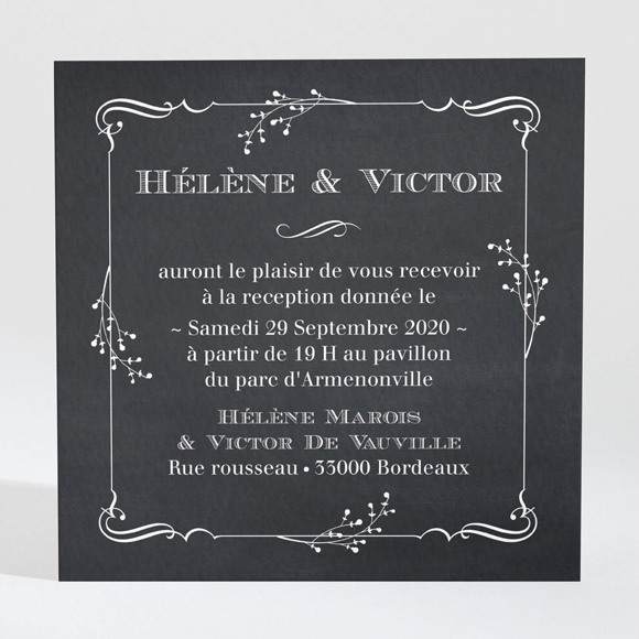 Carton d'invitation mariage Jeu d'ardoise réf.N3001369