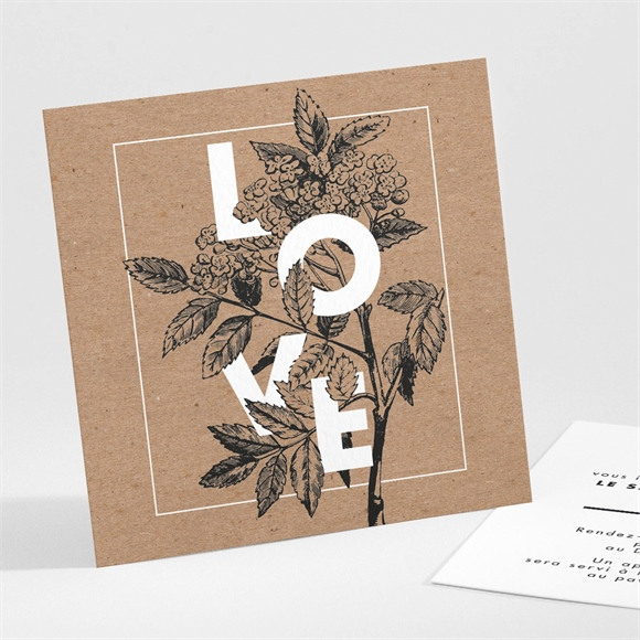 Carton d'invitation mariage Love gravure réf.N301137