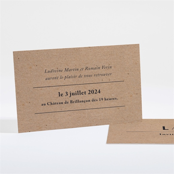 Carton d'invitation mariage Romance vintage réf.N16170
