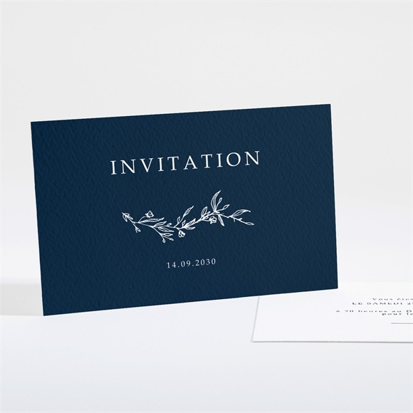 Carton d'invitation mariage Bleu minéral réf.N16187