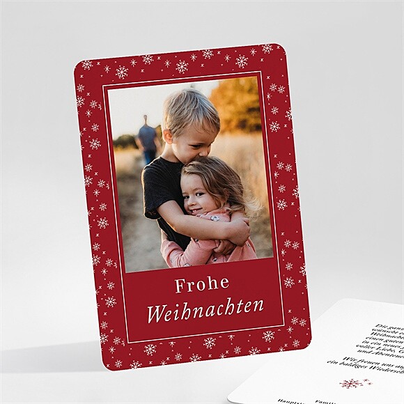 Weihnachtskarte Rote Schneeflocken ref.N25141