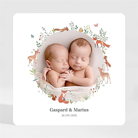 Geburtskarte Kleine Zwillinge - Magnet ref.N35004