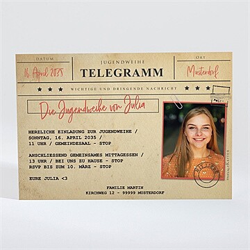 Einladungskarte Jugendweihe ref. N110258