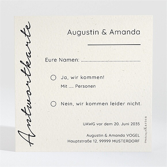 Antwortkarte Hochzeitsjubiläum Moderne Romantik ref.N300472