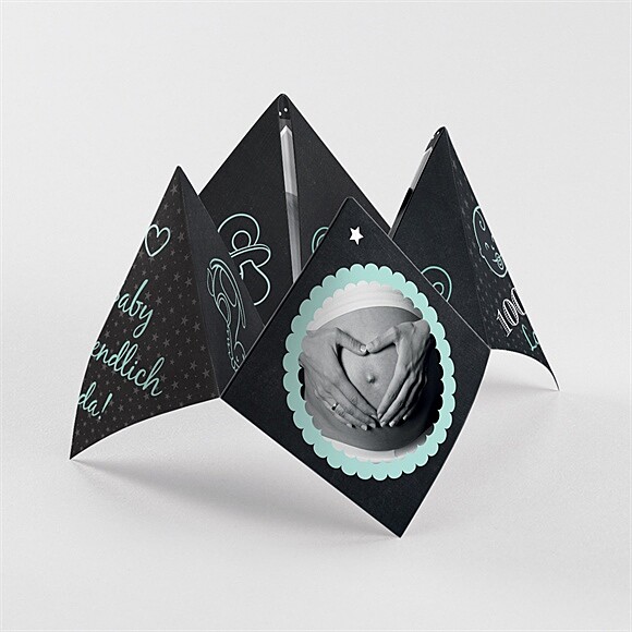 Geburtskarte Schiefertafel Origami ref.N33029