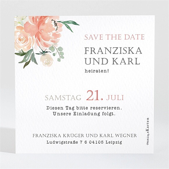 Save the Date Karte Romantische Rosen ref.N3001372