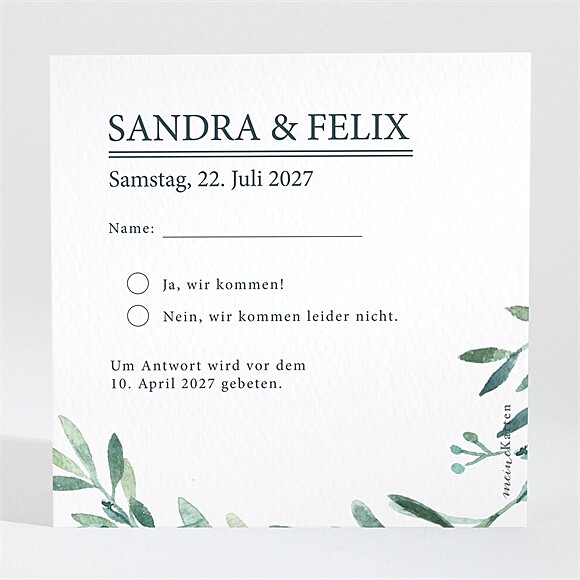 Antwortkarte Hochzeit Blätterkranz ref.N3001567