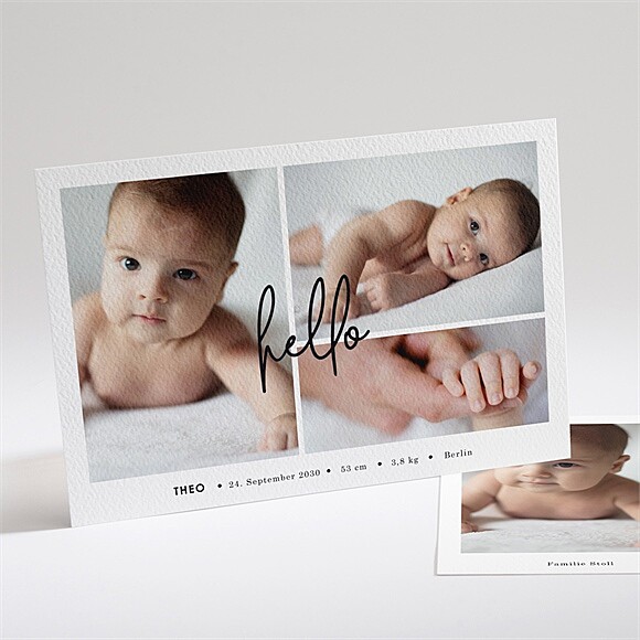 Geburtskarte Hello mit Fotos ref.N14195