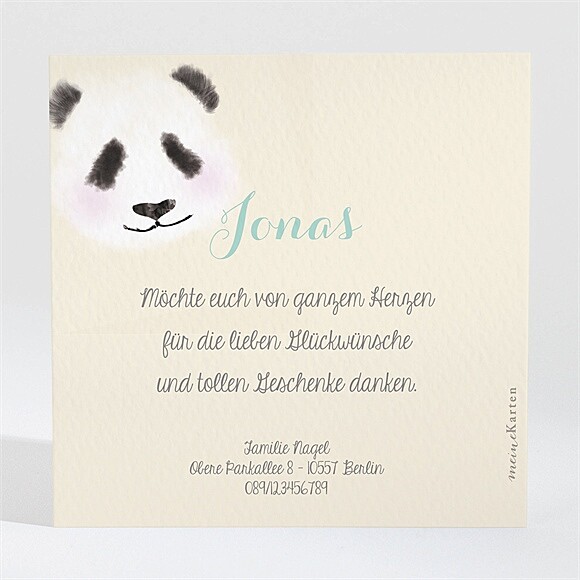Dankeskarte Geburt Kleiner Panda ref.N300223