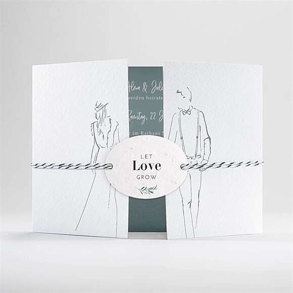 Hochzeitseinladung Liebeszeichnung - Doppelklapp ref.N701127