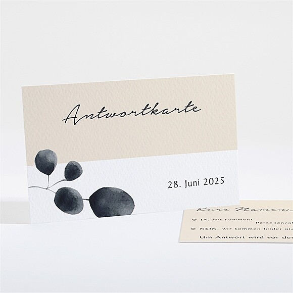 Antwortkarte Hochzeit Aquarell in Schwarz ref.N161243