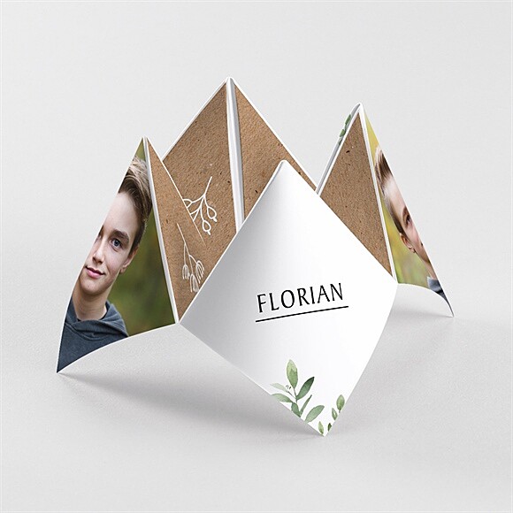 Einladungskarte Jugendweihe Kraftpapier-Design - Origami ref.N330129