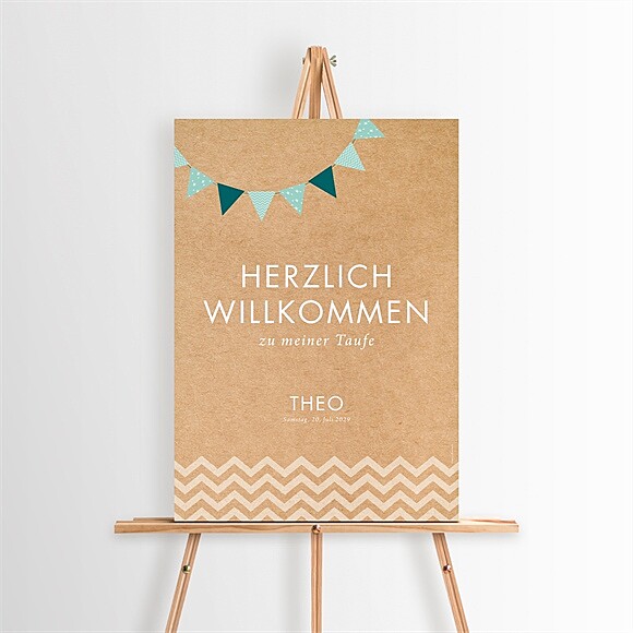 Willkommensschild Taufe Blaue Girlande ref.N260188