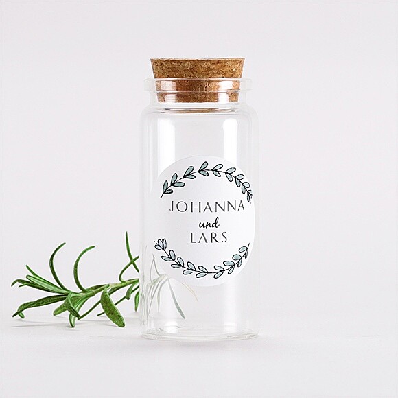 Glasfläschchen mit Korken Hochzeit Perfekt geplant - Sticker ref.N3601408