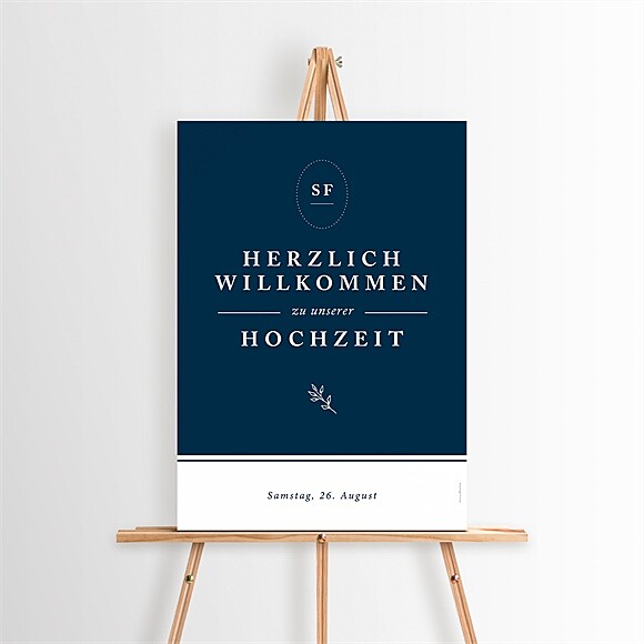 Willkommensschild Hochzeit Schick in Blau ref.N260141