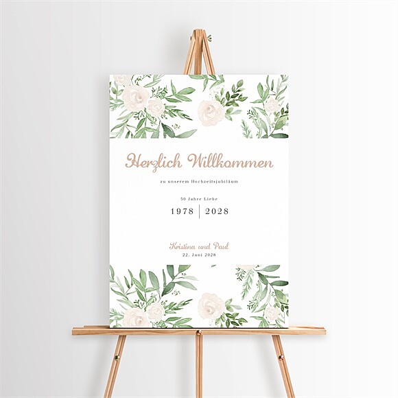 Willkommensschild Hochzeitsjubiläum Rosenblätter ref.N260374