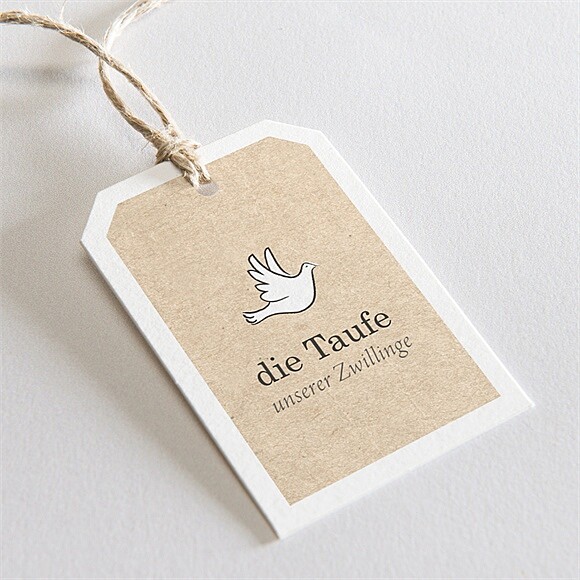 Geschenkanhänger Taufe Zwillingsillustrationen ref.N291773