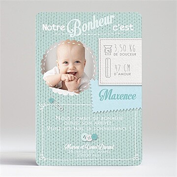 Faire-part naissance esprit layette - Dos du faire-part