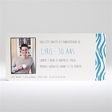 Invitation anniversaire drôle de zèbre - Dos de l'invitation