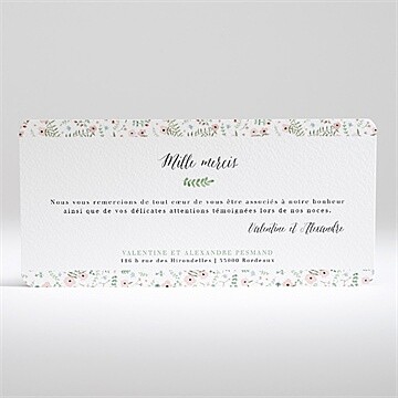 Remerciement mariage fraicheur d'été - Dos de la carte
