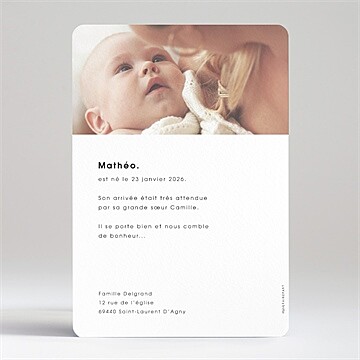Faire-part naissance absolu moderne - Dos du faire-part