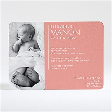Faire-part naissance sobre et chic - Dos du faire-part