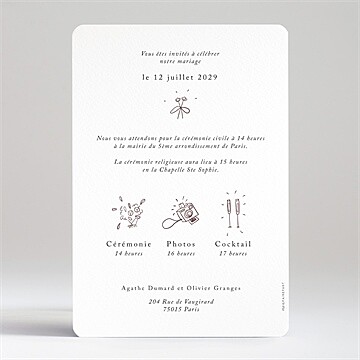 Faire-part mariage décalés - Dos du faire-part