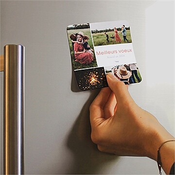 Carte de voeux avec des photos magnet - Mise en situation