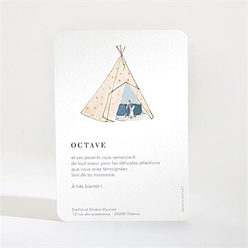 Remerciement naissance petit tipi - Dos de la carte
