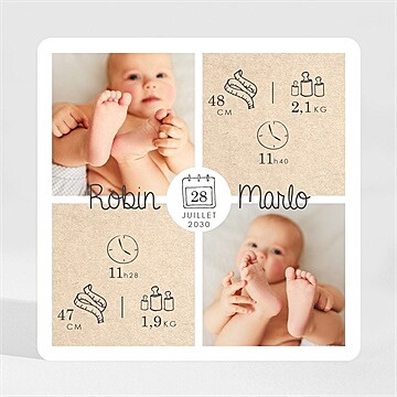 Faire-part naissance nos jumeaux magnet