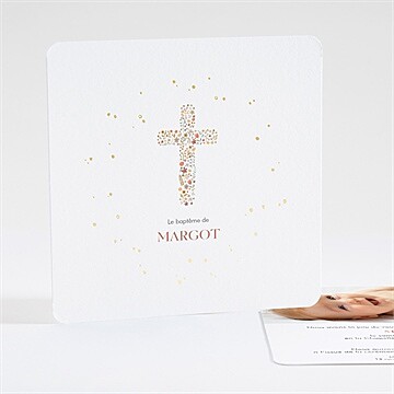 Faire-part de baptême florilège dorure