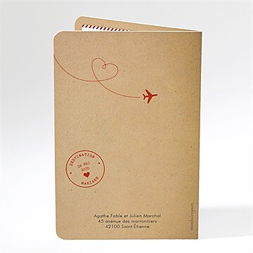 Faire-part mariage passeport vintage - Dos du faire-part