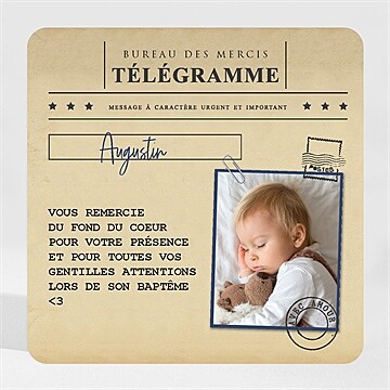 Remerciement baptême télégramme baptême simple
