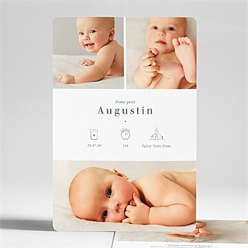 Faire-part de baptême multi photos pictos