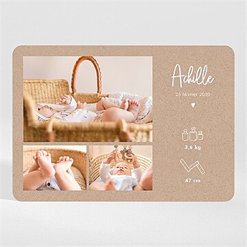 Faire-part naissance kraft garçon magnet