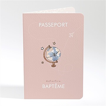 Faire-part de baptême joli passeport bapteme