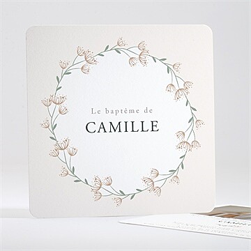 Faire-part de baptême fleurs pastel