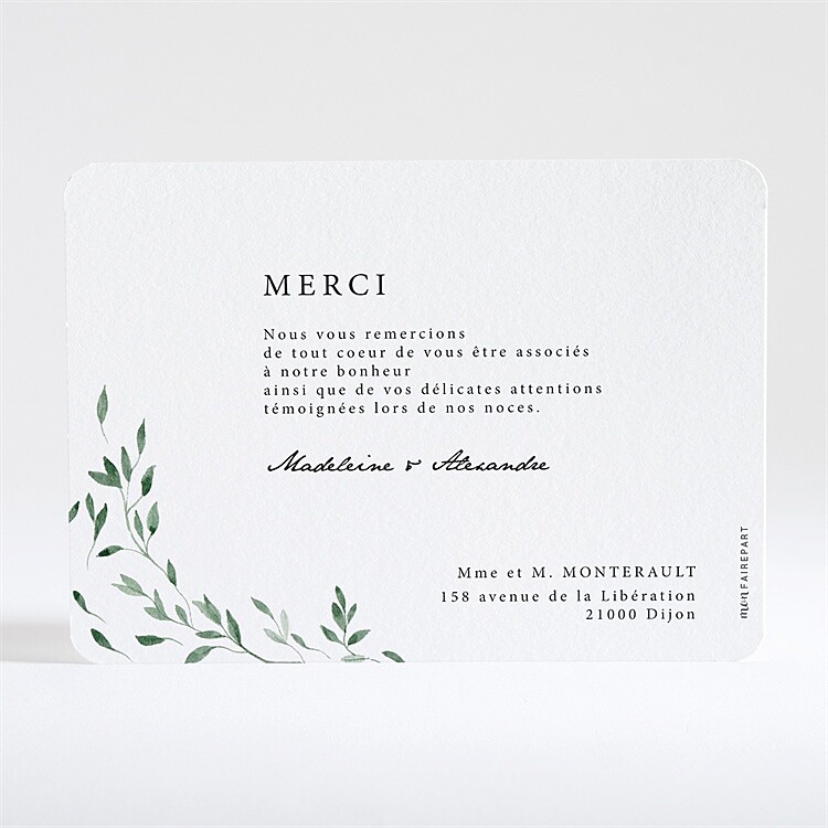 Dos de la carte