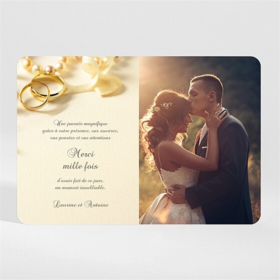 Remerciement mariage alliances fond crème magnet