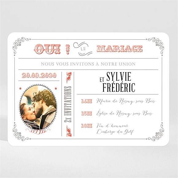 Faire-part mariage Vintage & original magnet réf.N110283