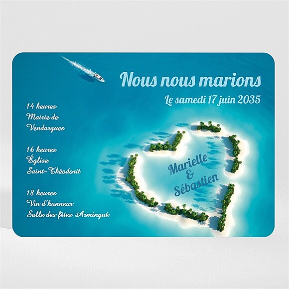Faire-part mariage Eaux turquoises magnet réf.N110289