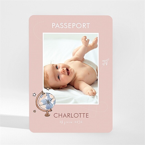 Faire-part naissance Passeport fille magnet réf.N210229