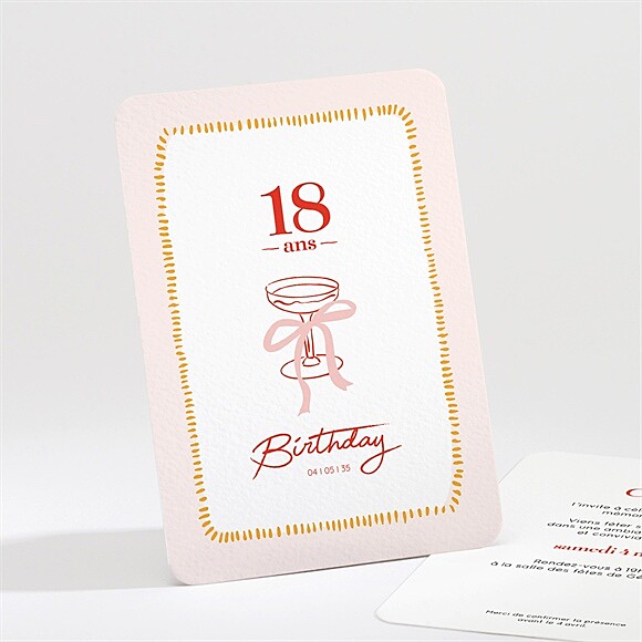 Invitation anniversaire Champagne 18 ans réf.N211706