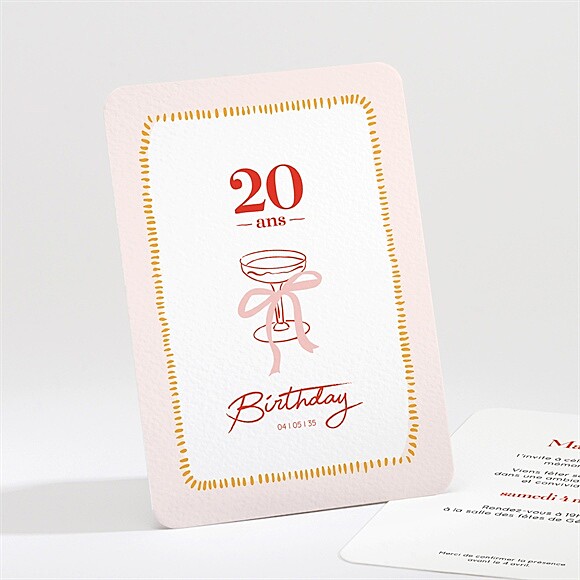 Invitation anniversaire Champagne 20 ans réf.N211707