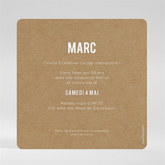 Dos de l'invitation
