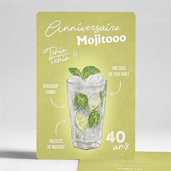 Invitation anniversaire Mojito 40 ans réf.N241329