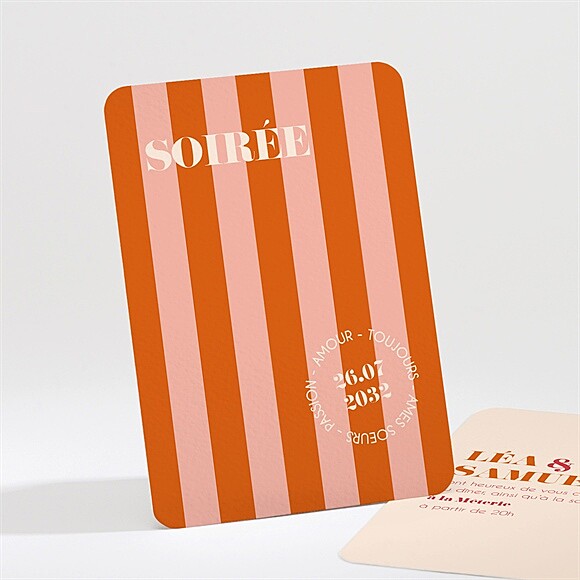 Carton d'invitation mariage Orange et fuchsia réf.N211735